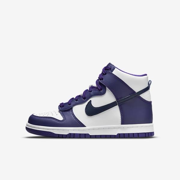 Dětské Tenisky Nike Dunk High Older Bílé Fialové Tmavě Blankyt | NK458UVZ