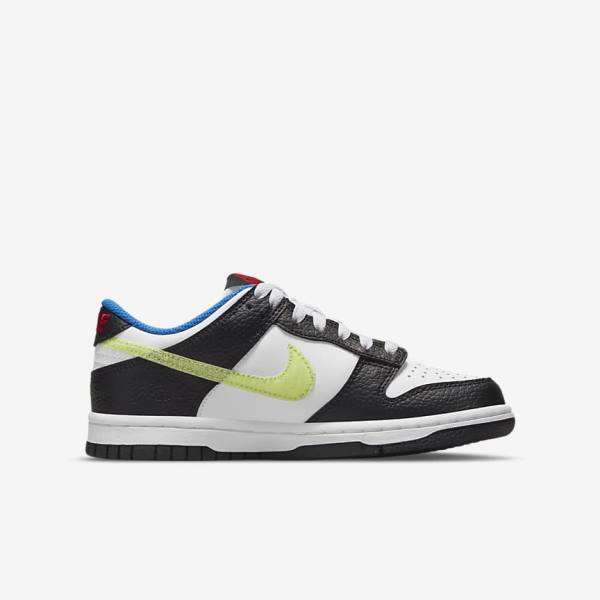 Dětské Tenisky Nike Dunk Low Older Bílé Černé Blankyt Světle Citrón | NK402XZY