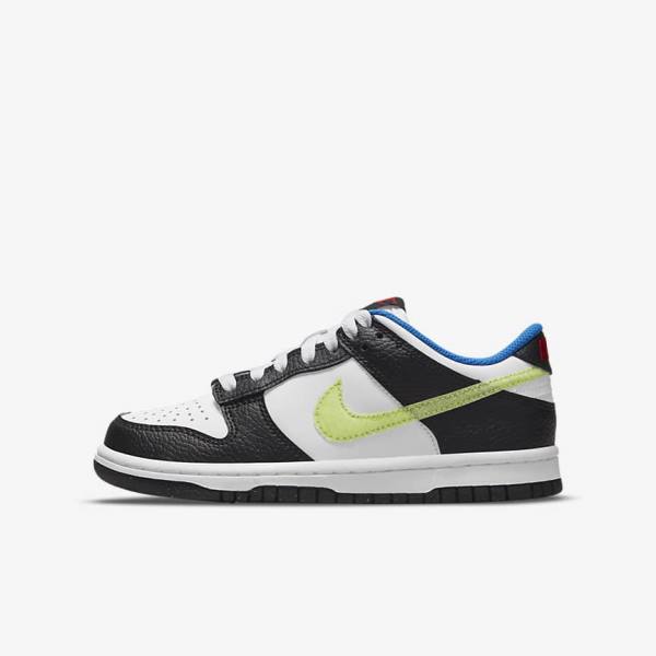 Dětské Tenisky Nike Dunk Low Older Bílé Černé Blankyt Světle Citrón | NK402XZY