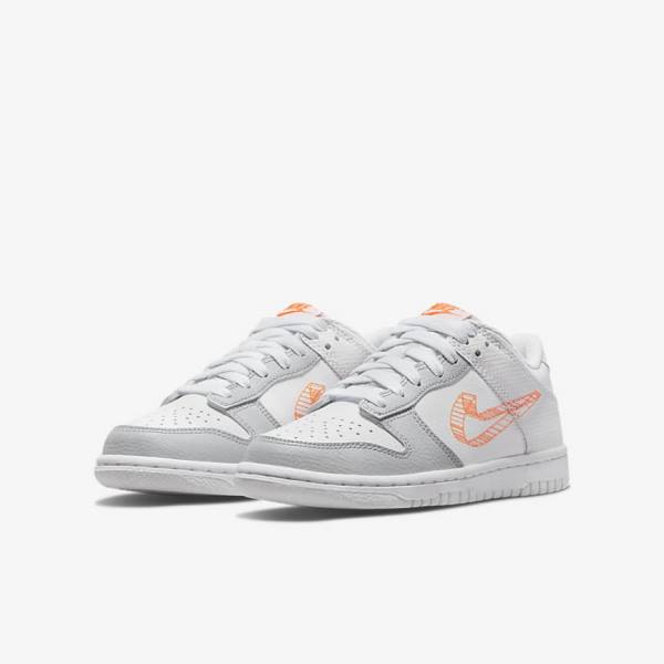 Dětské Tenisky Nike Dunk Low SE Older Bílé Platina Oranžové | NK032JSL