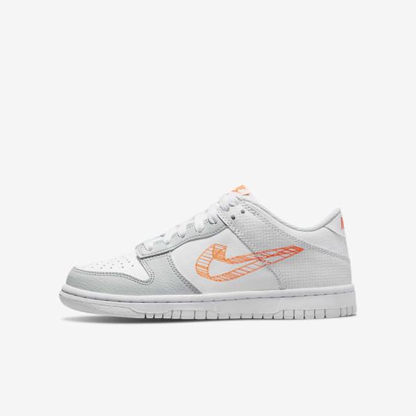 Dětské Tenisky Nike Dunk Low SE Older Bílé Platina Oranžové | NK032JSL