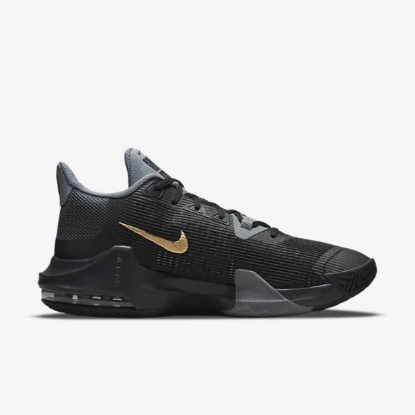 Pánské Basketbalové Boty Nike Air Max Impact 3 Černé Šedé Tmavě Šedé Metal Zlaté | NK694ACW