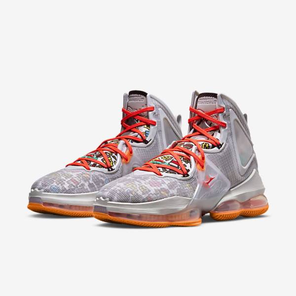 Pánské Basketbalové Boty Nike LeBron 19 Šedé Oranžové Světle Červené Zelene | NK073YLM