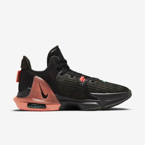 Pánské Basketbalové Boty Nike LeBron Witness 6 Černé Červené Metal Stříbrné | NK094TJI