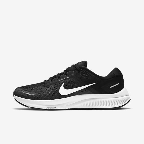 Pánské Běžecké Boty Nike Air Zoom Structure 23 Silniční Černé Tmavě Šedé Bílé | NK981JMF