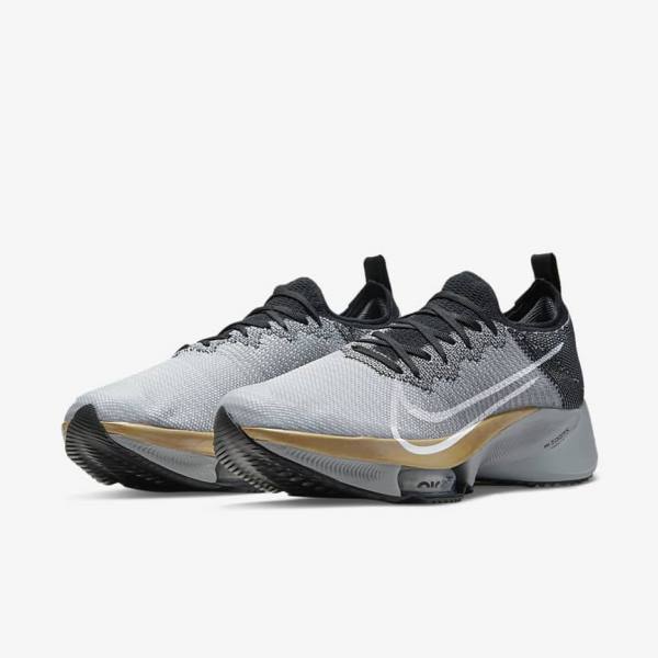 Pánské Běžecké Boty Nike Air Zoom Tempo NEXT% Silniční Černé Platina Šedé Bílé | NK716ZDK