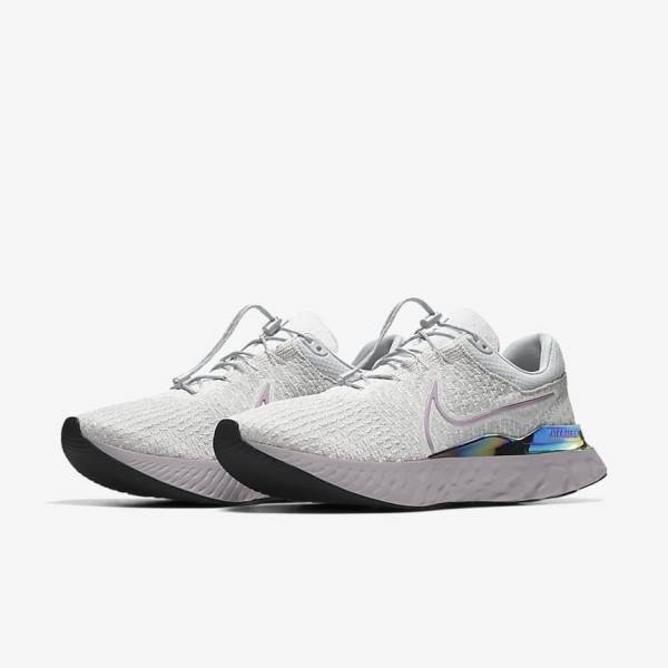 Pánské Běžecké Boty Nike React Infinity Run 3 By You Custom Silniční Šedé Platina Šedé | NK716SQT