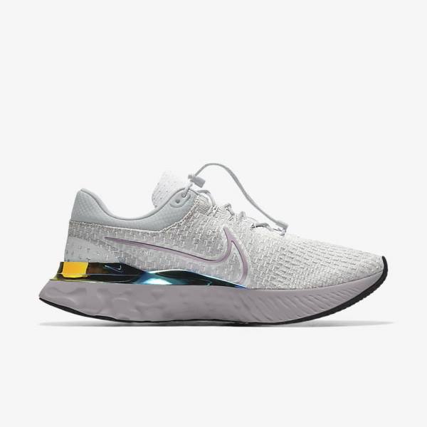 Pánské Běžecké Boty Nike React Infinity Run 3 By You Custom Silniční Šedé Platina Šedé | NK716SQT