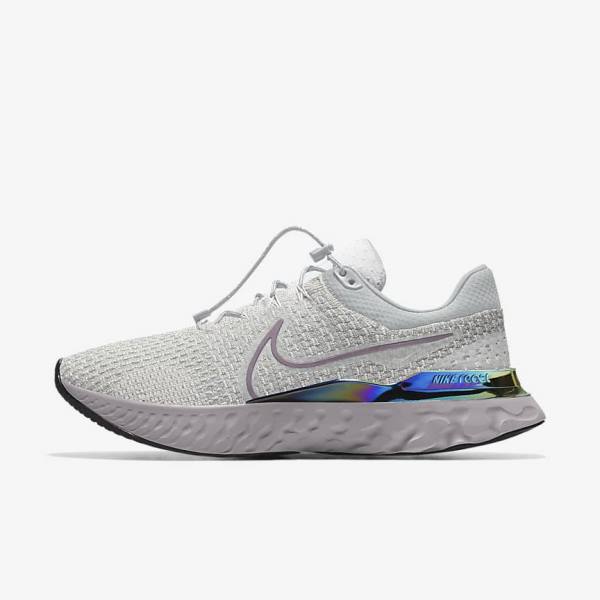 Pánské Běžecké Boty Nike React Infinity Run 3 By You Custom Silniční Šedé Platina Šedé | NK716SQT