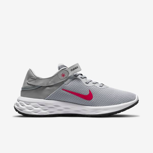 Pánské Běžecké Boty Nike Revolution 6 FlyEase Next Nature Easy On-Off Silniční Světle Šedé Tmavě Šedé Červené | NK413ZAO