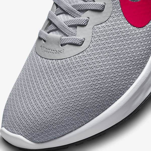 Pánské Běžecké Boty Nike Revolution 6 FlyEase Next Nature Easy On-Off Silniční Světle Šedé Tmavě Šedé Červené | NK413ZAO