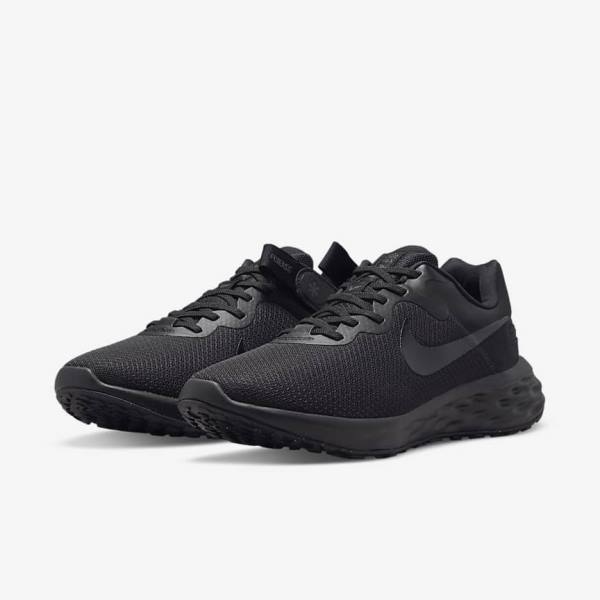 Pánské Běžecké Boty Nike Revolution 6 FlyEase Next Nature Easy On-Off Silniční Černé Tmavě Šedé | NK952MZH