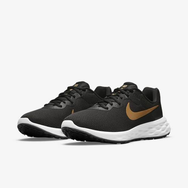 Pánské Běžecké Boty Nike Revolution 6 Next Nature Silniční Černé Bílé Metal Zlaté | NK271SJF