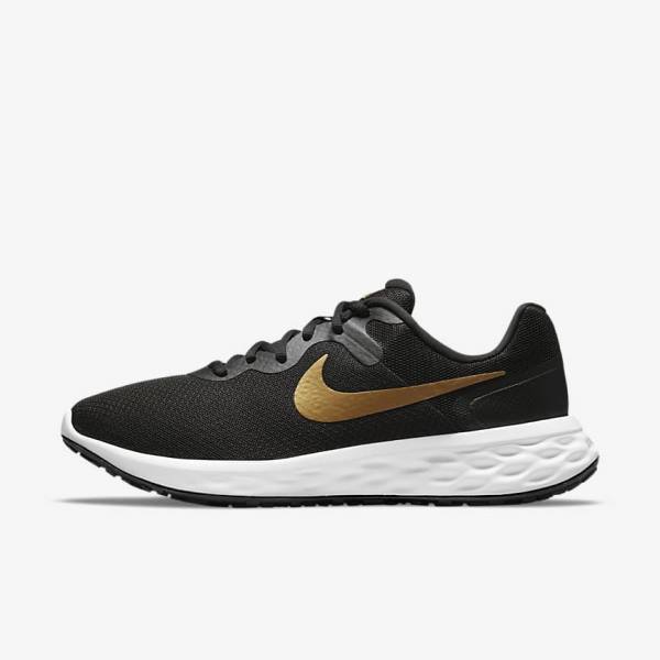 Pánské Běžecké Boty Nike Revolution 6 Next Nature Silniční Černé Bílé Metal Zlaté | NK271SJF