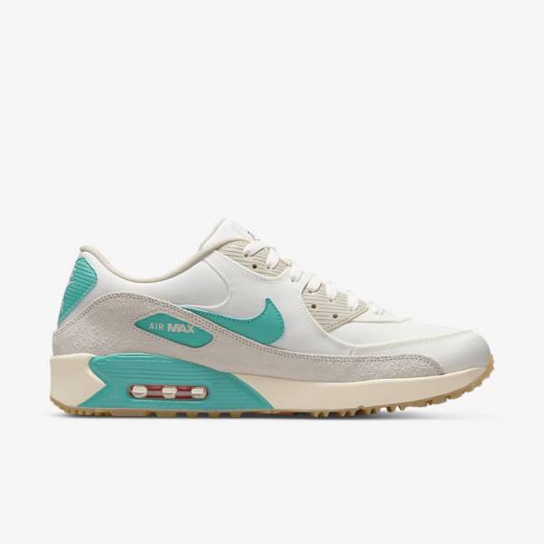 Pánské Golfové Boty Nike Air Max 90 G Bílé Světle Hnědé Tyrkysové | NK067KVH