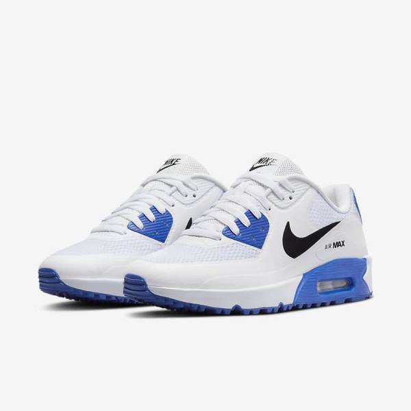 Pánské Golfové Boty Nike Air Max 90 G Bílé Blankyt Platina Černé | NK521QGM