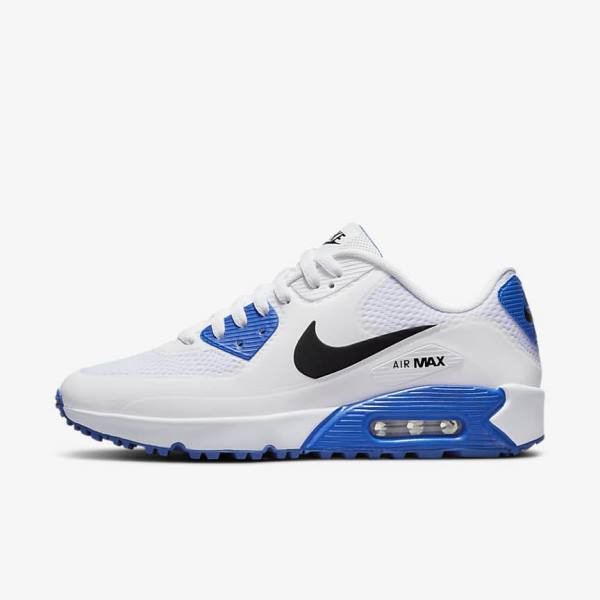 Pánské Golfové Boty Nike Air Max 90 G Bílé Blankyt Platina Černé | NK521QGM