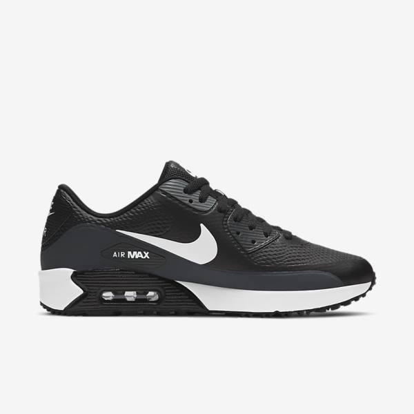 Pánské Golfové Boty Nike Air Max 90 G Černé Tmavě Šedé Bílé | NK083ZRL