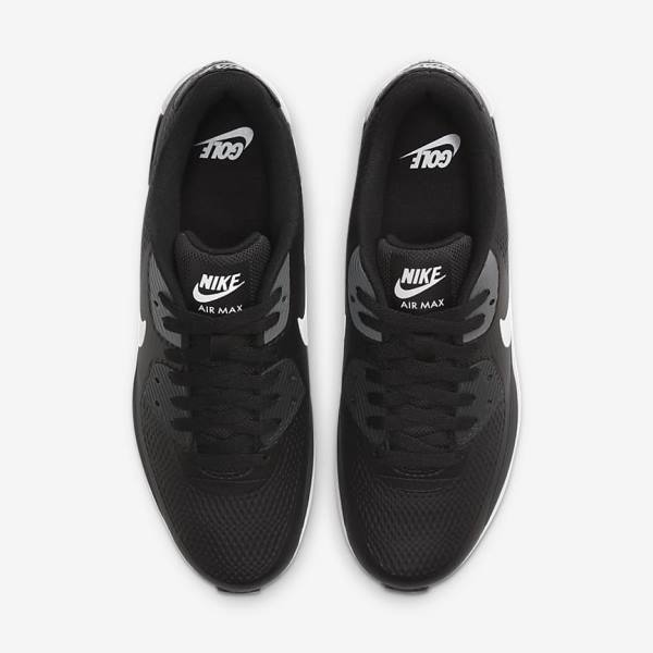 Pánské Golfové Boty Nike Air Max 90 G Černé Tmavě Šedé Bílé | NK083ZRL