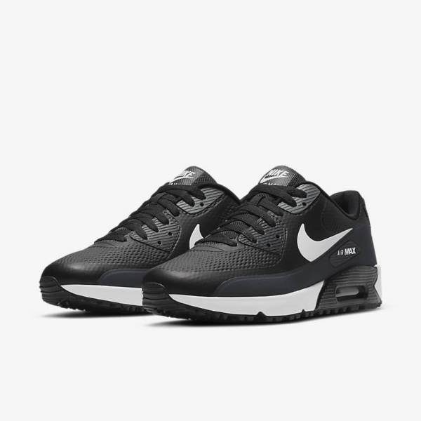 Pánské Golfové Boty Nike Air Max 90 G Černé Tmavě Šedé Bílé | NK083ZRL