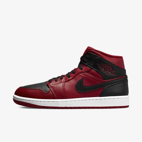 Pánské Jordan Boty Nike Air Jordan 1 Mid Červené Bílé Černé | NK475UZD