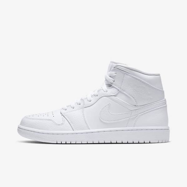 Pánské Jordan Boty Nike Air Jordan 1 Mid Bílé | NK604BGH