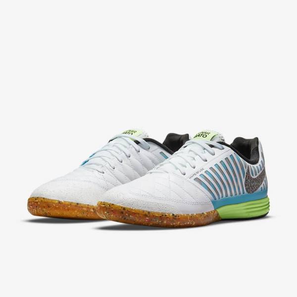 Pánské Kopačky Nike Lunar Gato II IC Indoor Court Bílé Světle Blankyt Černé Černé | NK324NFL