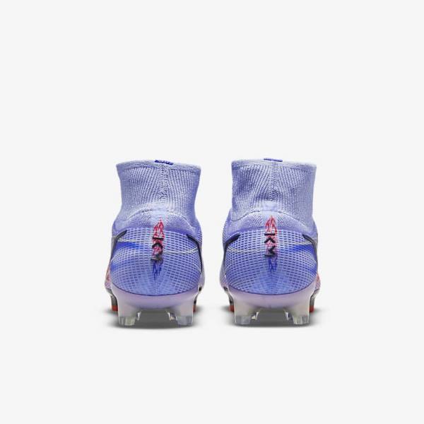 Pánské Kopačky Nike Mercurial Superfly 8 Elite KM FG Firm-Ground Indigo Světle Červené Metal Stříbrné | NK536DJB