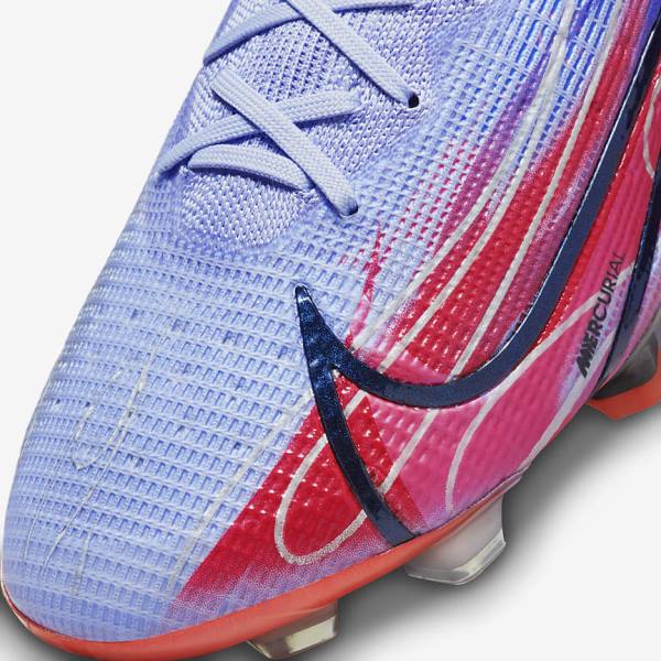 Pánské Kopačky Nike Mercurial Superfly 8 Elite KM FG Firm-Ground Indigo Světle Červené Metal Stříbrné | NK536DJB