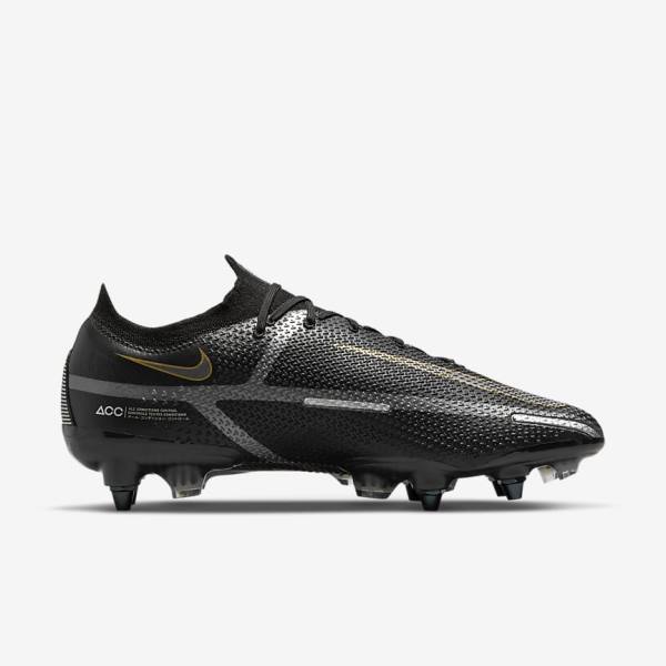 Pánské Kopačky Nike Phantom GT2 Elite SG-Pro AC Soft-Ground Černé Metal Zlaté Metal Stříbrné Metal Tmavě Šedé | NK823BWY