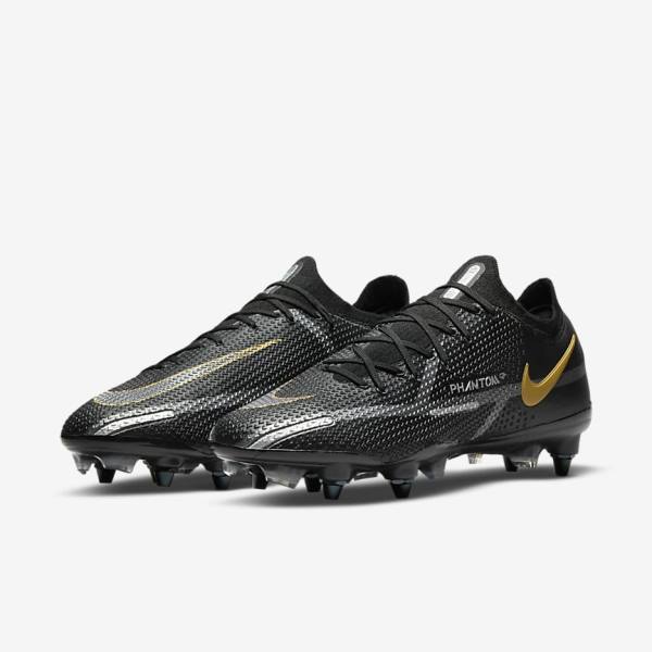 Pánské Kopačky Nike Phantom GT2 Elite SG-Pro AC Soft-Ground Černé Metal Zlaté Metal Stříbrné Metal Tmavě Šedé | NK823BWY