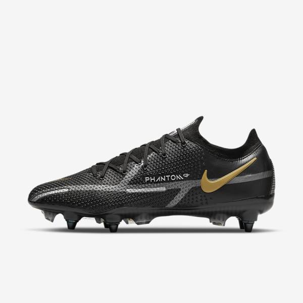 Pánské Kopačky Nike Phantom GT2 Elite SG-Pro AC Soft-Ground Černé Metal Zlaté Metal Stříbrné Metal Tmavě Šedé | NK823BWY