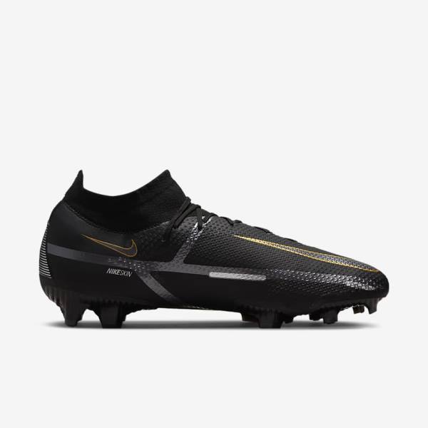 Pánské Kopačky Nike Phantom GT2 Pro Dynamic Fit FG Firm-Ground Černé Metal Zlaté Metal Stříbrné Metal Tmavě Šedé | NK806IJQ