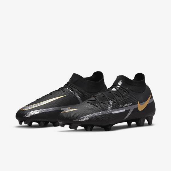 Pánské Kopačky Nike Phantom GT2 Pro Dynamic Fit FG Firm-Ground Černé Metal Zlaté Metal Stříbrné Metal Tmavě Šedé | NK806IJQ