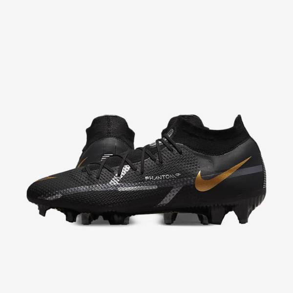 Pánské Kopačky Nike Phantom GT2 Pro Dynamic Fit FG Firm-Ground Černé Metal Zlaté Metal Stříbrné Metal Tmavě Šedé | NK806IJQ