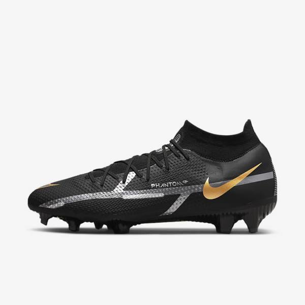 Pánské Kopačky Nike Phantom GT2 Pro Dynamic Fit FG Firm-Ground Černé Metal Zlaté Metal Stříbrné Metal Tmavě Šedé | NK806IJQ