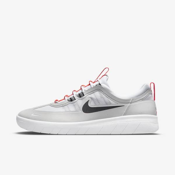 Pánské Skate Boty Nike SB Nyjah Free 2 Šedé Bílé Světle Červené Černé | NK510UDW