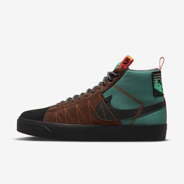 Pánské Skate Boty Nike SB Zoom Blazer Mid Premium Zelene Bílé Oranžové Černé | NK813VFD