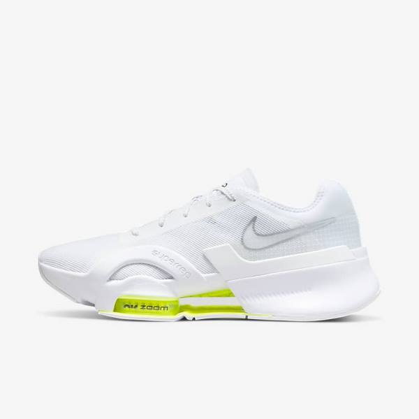 Pánské Sportovní Boty Nike Air Zoom SuperRep 3 HIIT Class Bílé Černé Metal Stříbrné | NK358NBD