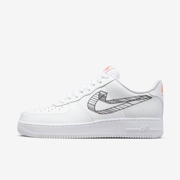 Pánské Tenisky Nike Air Force 1 07 Bílé Oranžové Platina Černé | NK493IMW