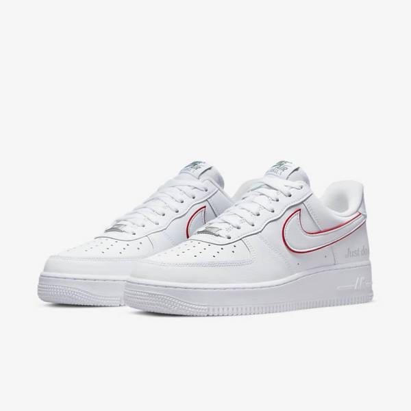 Pánské Tenisky Nike Air Force 1 Bílé Zelene Metal Stříbrné Červené | NK376GBY