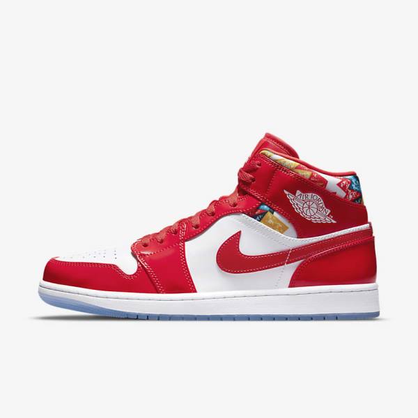 Pánské Tenisky Nike Air Jordan 1 Mid SE Červené Tmavě Blankyt Bílé | NK147QIX