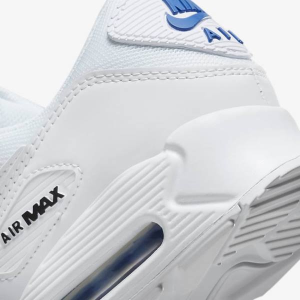 Pánské Tenisky Nike Air Max 90 Bílé Černé Královská Modrá | NK851GMN