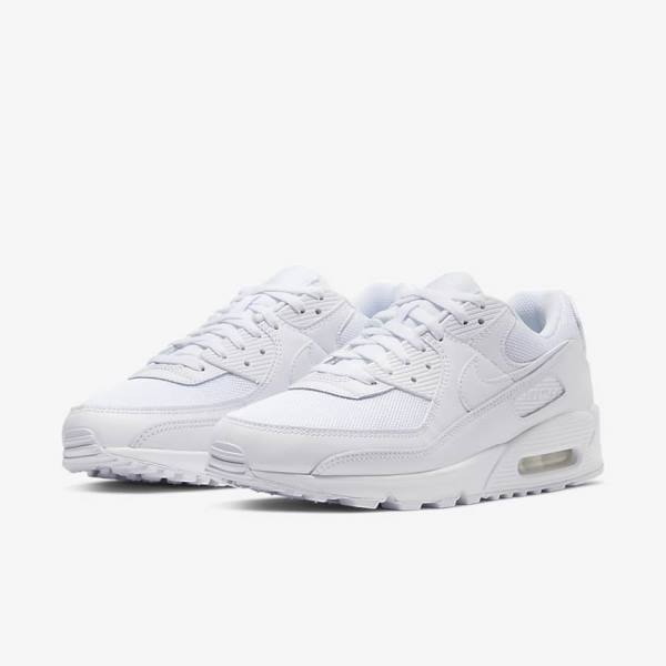 Pánské Tenisky Nike Air Max 90 Bílé Šedé Bílé | NK068EFP