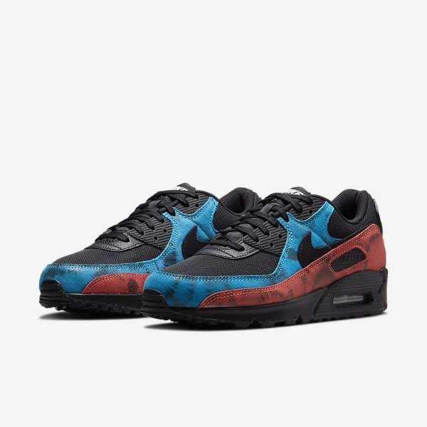 Pánské Tenisky Nike Air Max 90 Černé Blankyt Červené Bílé | NK351FVO