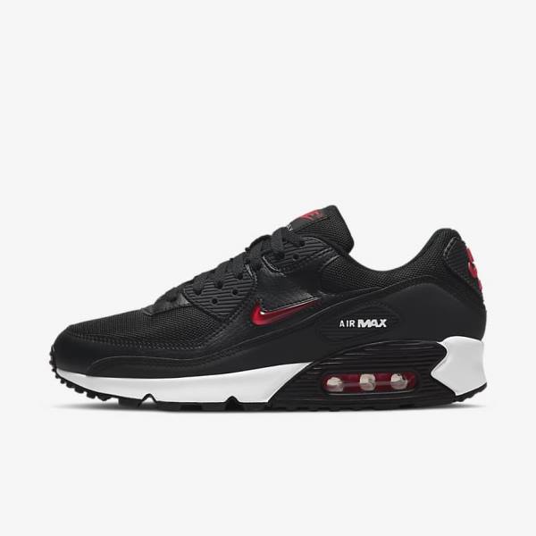 Pánské Tenisky Nike Air Max 90 Černé Bílé Červené | NK673BSM