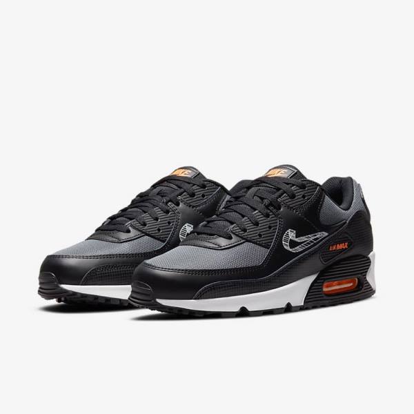 Pánské Tenisky Nike Air Max 90 Černé Oranžové Šedé Bílé | NK471SPX