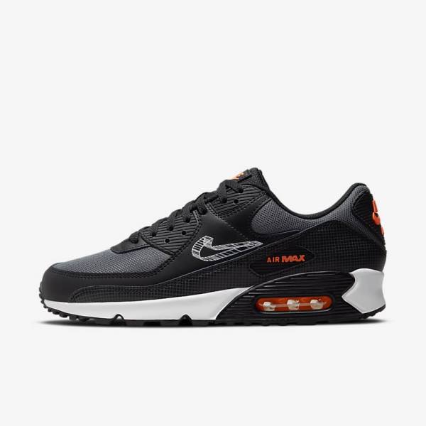 Pánské Tenisky Nike Air Max 90 Černé Oranžové Šedé Bílé | NK471SPX