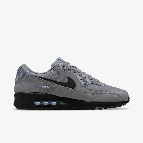 Pánské Tenisky Nike Air Max 90 Šedé Světle Blankyt Metal Stříbrné Černé | NK195QEK