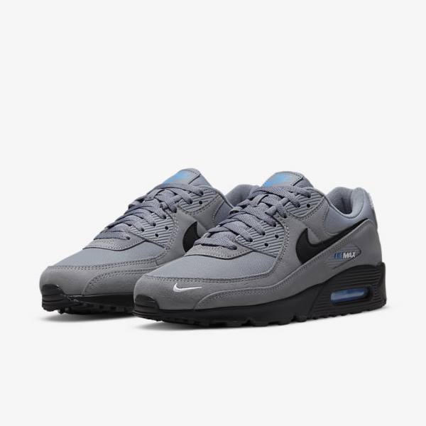 Pánské Tenisky Nike Air Max 90 Šedé Světle Blankyt Metal Stříbrné Černé | NK195QEK